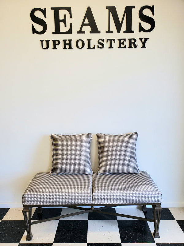 Home, antiques, patio, dining, leather, chaise, cushion, foam upholstery @seamsupholsteryllc