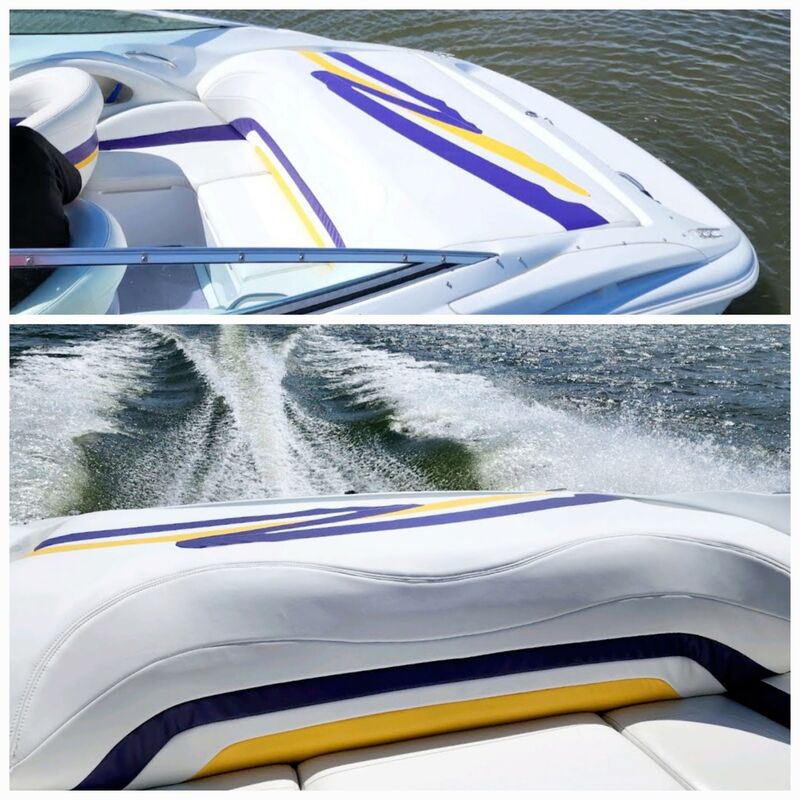 Marine, Boat Upholstery, Pontoon, Custom Boat, Custom Tonneau Cover, custom boat sundeck, motor cover @seamsupholsteryllc